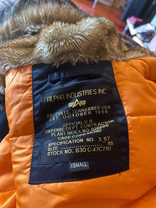 парка аляска alpha industries xs синяя