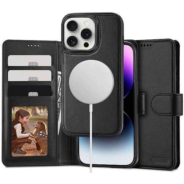 Etui Tech-Protect Wallet MagSafe z portfelem na iPhone 16 Pro - czarne