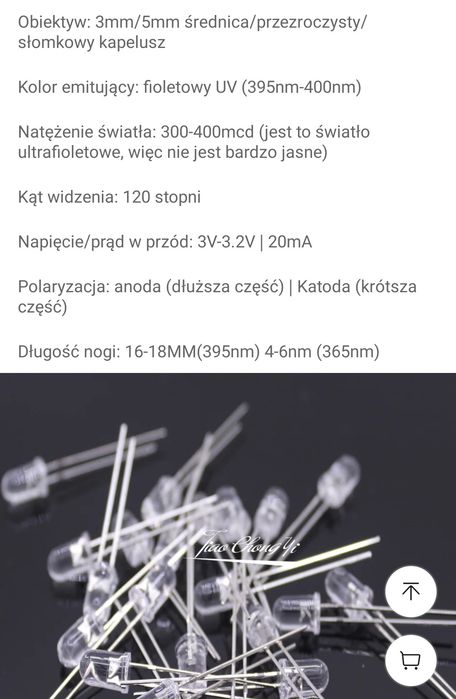 Diody UV 3mm dip