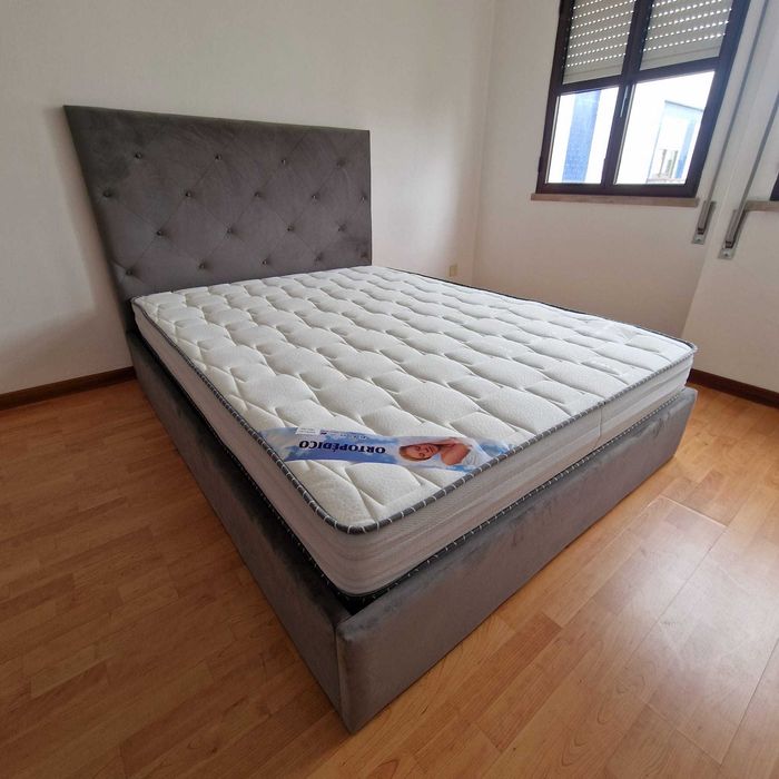 Camas de Casal Estofadas de Luxo 199€ Disp. em Várias Cores! 190x140m!