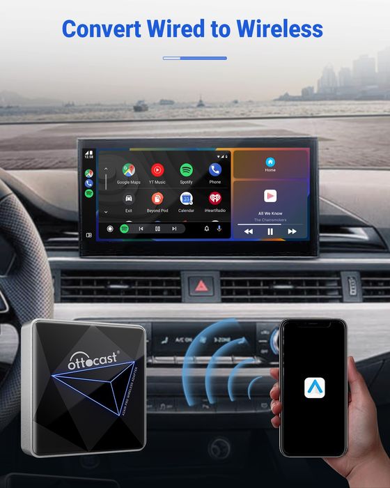 Ottocast A2air Pro Adaptador para Android Auto Bluetooth NOVO