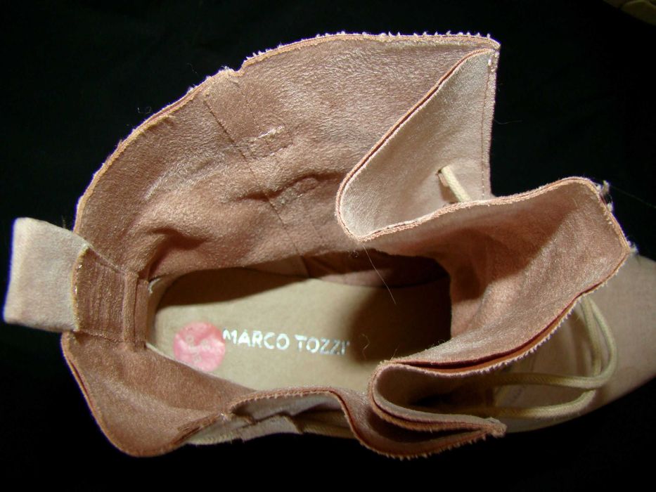 marco tozzi buty sztyblety  wiązane botki zamszowa skóra pudrowy róż