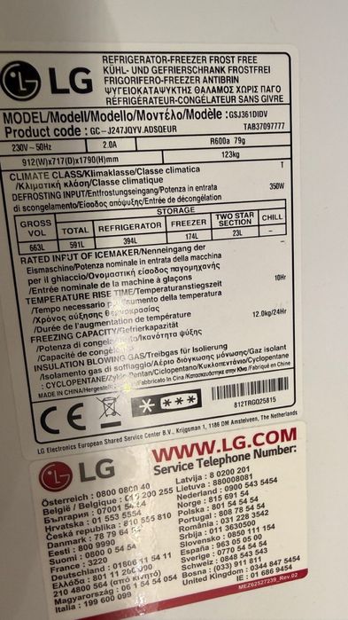 Frigorifico Americano LG 591 L - Inox) novo