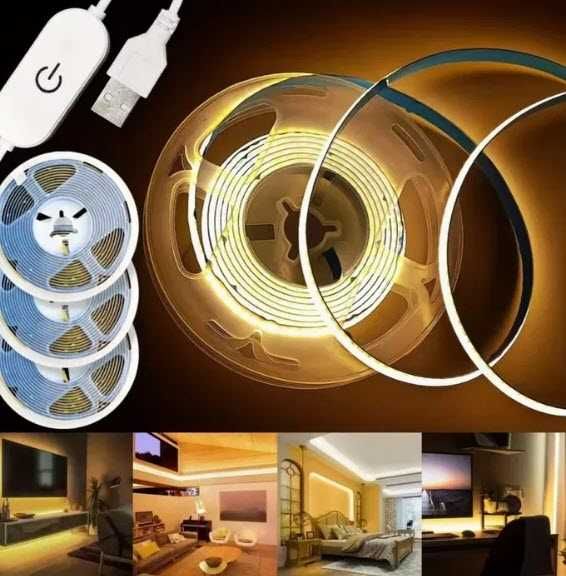 Светодиодная лента LED 5V USB с сенсорным выключателем от повербанка