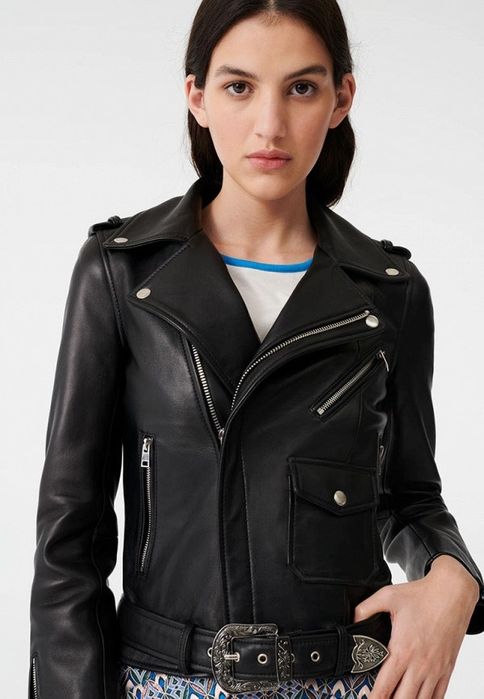 Шкіряна куртка чорна Maje