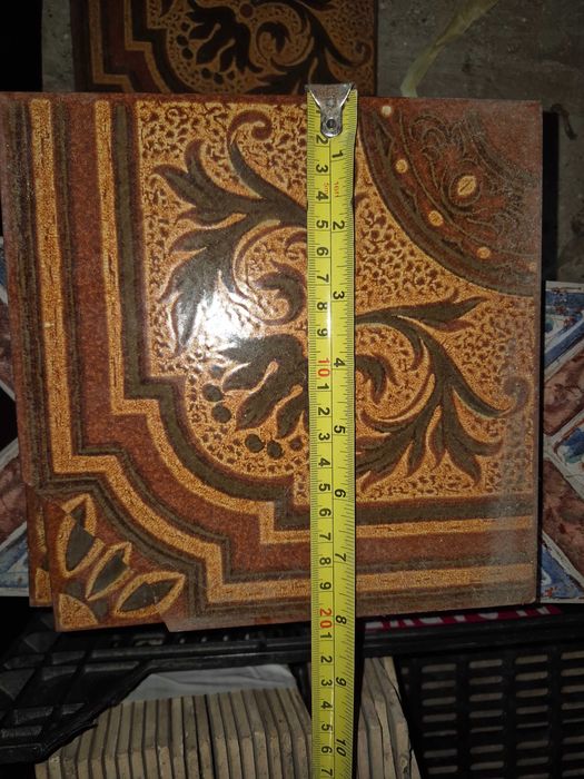 4 Azulejos Vintage 20x20cm – Padrão Clássico Terracota & Ocre