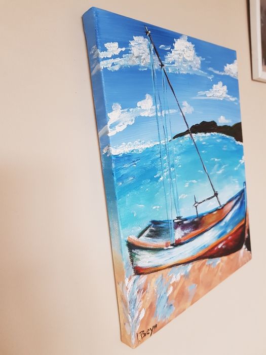 Obraz akryl na płótnie Łódka,  morze,  wybrzeże