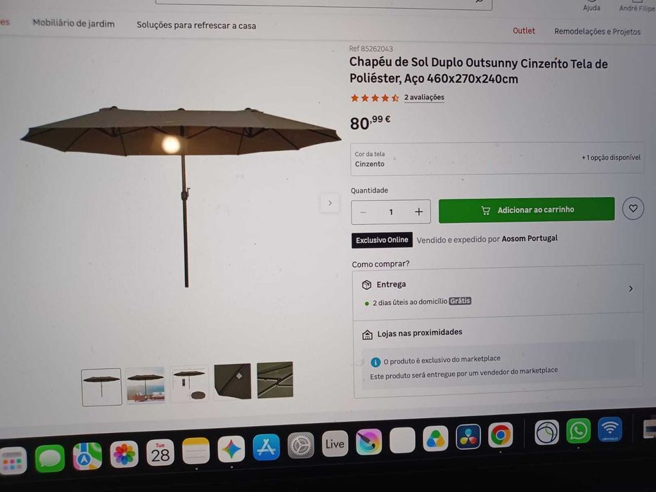Chapéu de Sol Duplo Outsunny