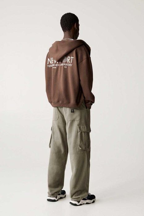 Штани карго PULL&BEAR Baggy Fit (M) Чоловічі Широкі Мішкуваті Хакі На Осінь Нові