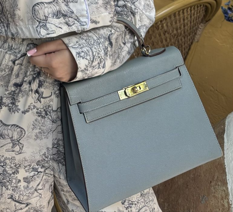 Голубая сумка Hermes, сумка эрмес