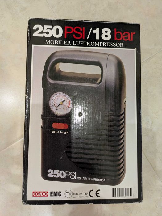 Compressor de ar 250PSI - 12VDC com conector de esqueiro [NA CAIXA]