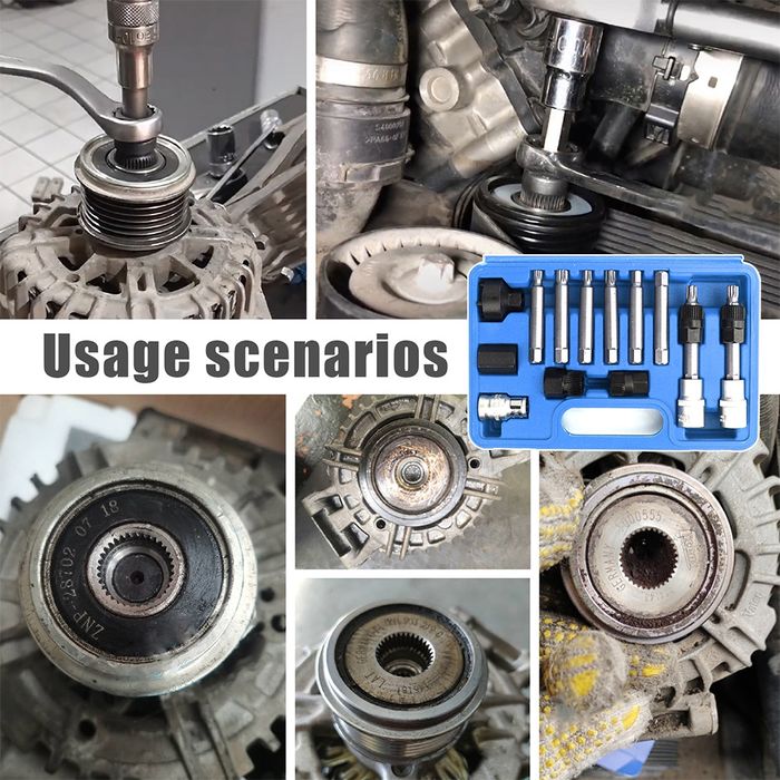Kit de desmontagem da polia do alternador multimarcas (13 pcs) (Novo)