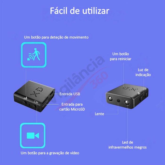 Micro Câmara Vigilância WiFi Full HD 1080P Espiã | Visão Noturna NOVA