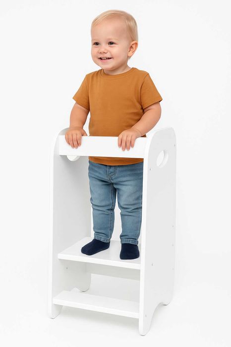 Kitchen helper Biały Pomocnik kuchenny Montessori dla dzieci Regulacja wysokości Promocja