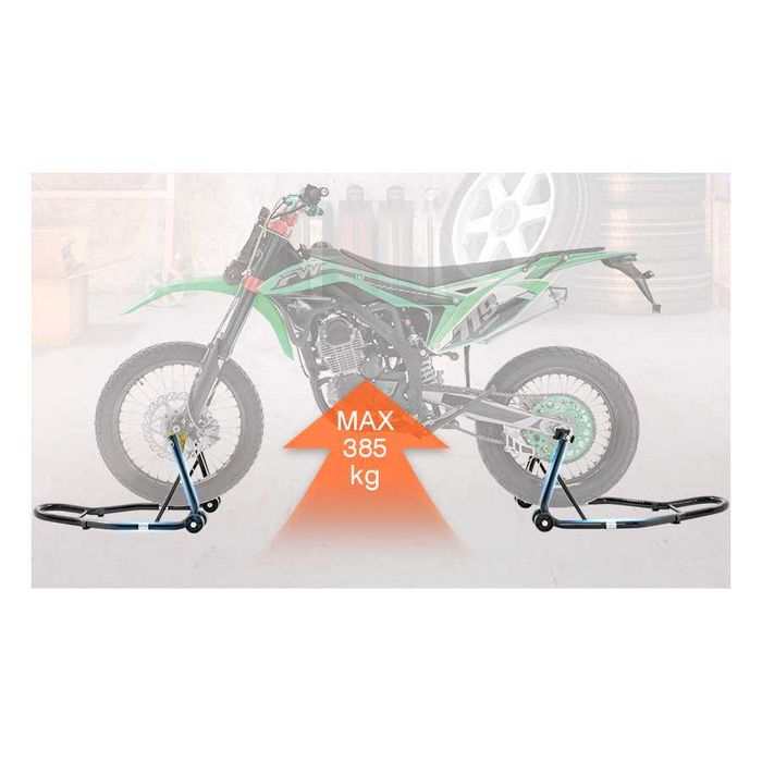 Cavalete elevador para moto - Suporte dianteiro e traseiro 385 kg