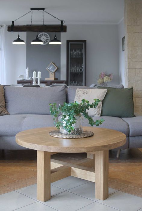 Stolik kawowy okrągły z litego dębu