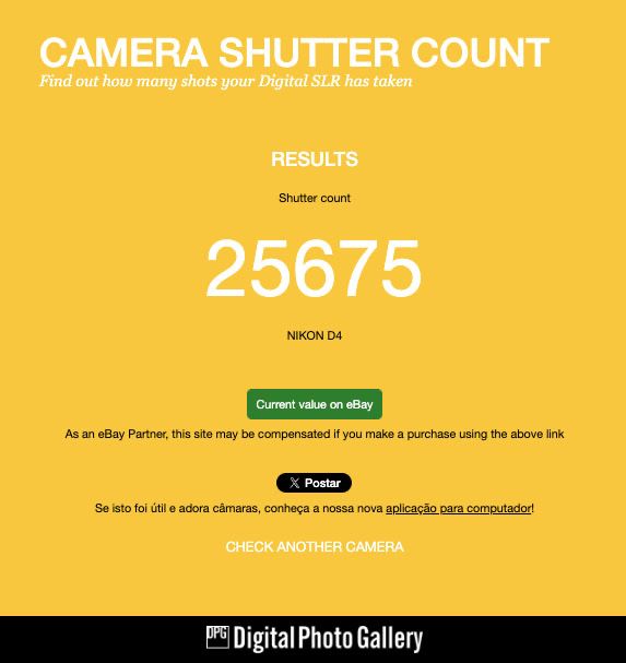 Nikon D4 (Corpo) – Apenas 25 675 actuacões