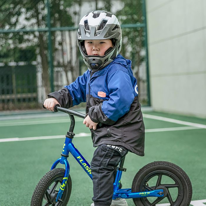 Kask rowerowy dziecięcy z odpinaną szczęką rozmiar m 54-57cm - szary