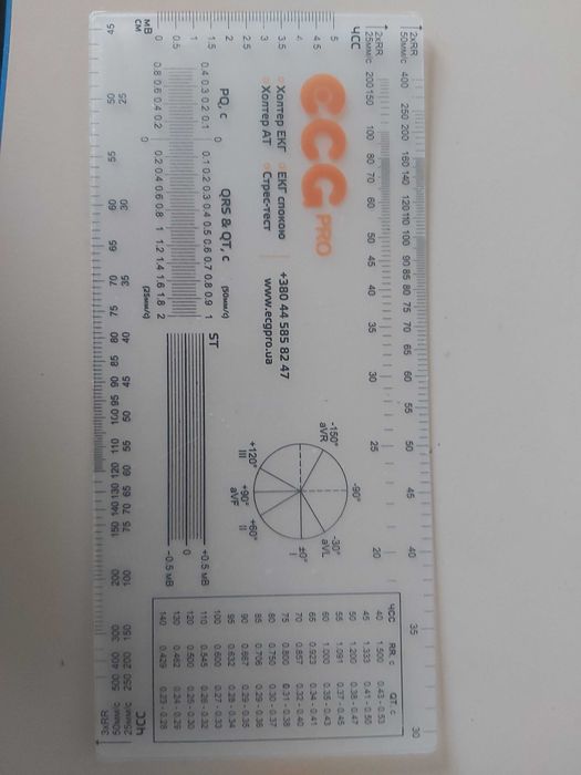 Лінійка ЕКГ для студентів та спеціалістів.