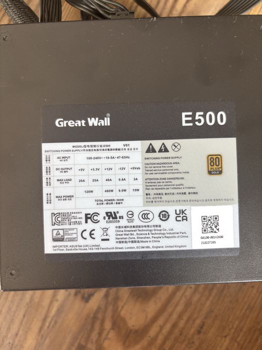 Zasilacz Great Wall E500 500W 80 PLUS Gold ATX – gaming
