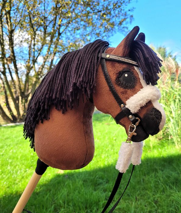 Konik Hobby Horse A4 ręcznie szyty z minky, zestaw z ogłowiem #99