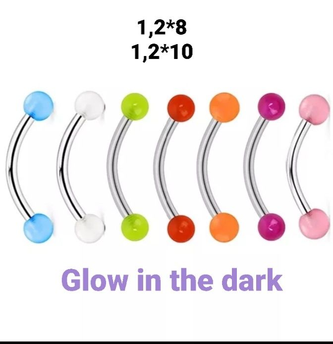 Пірсинг сережка в брови мікро банан штанга брідж смайл брів