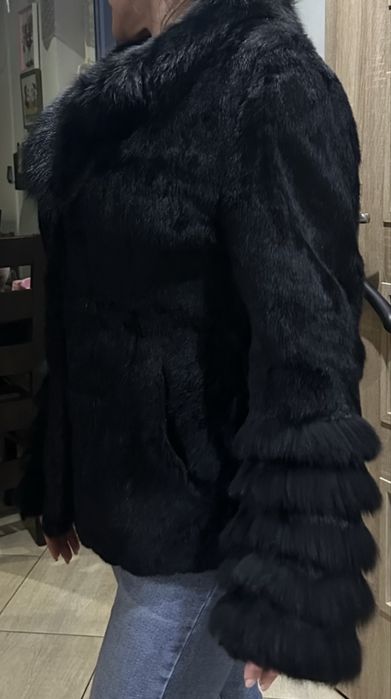 Kurtka futerko naturalne lis królik