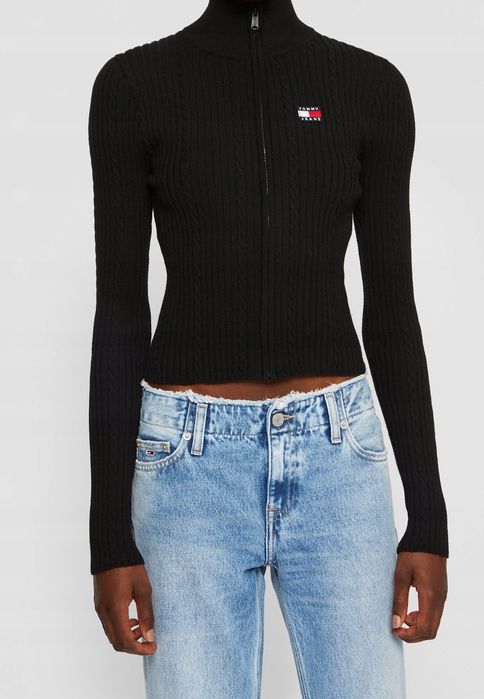 Tommy Jeans 36 S Sweter Damski Czarny Kardigan D2158