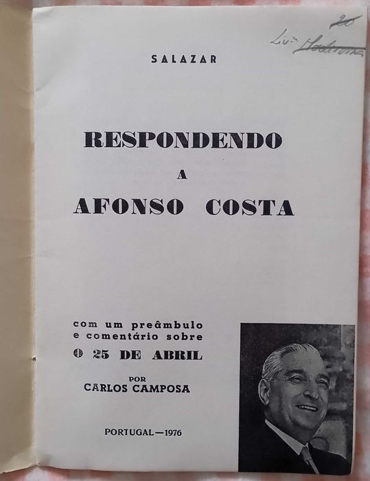 Respondendo a Afonso Costa, Salazar