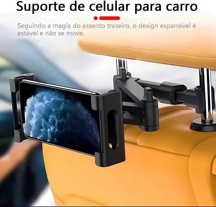 Suporte extensível de encosto de banco pra telemóvel tablet nintendo etc