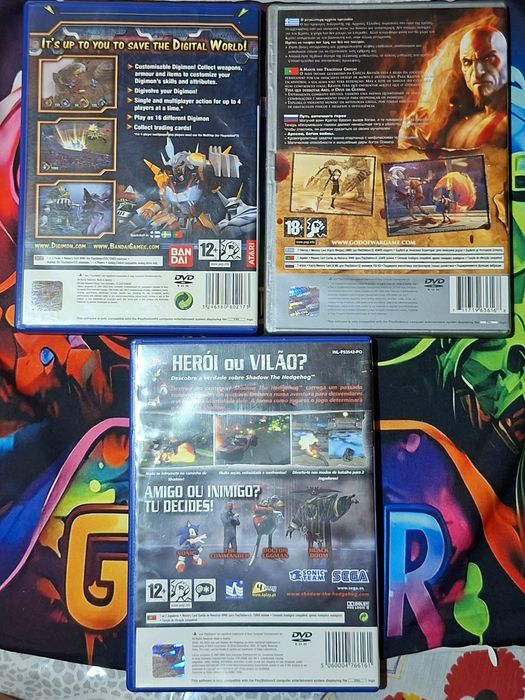 Jogos PS2 Digimon, God of War...