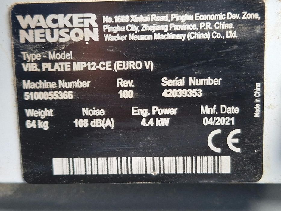 Zagęszczarka wacker nelson model mp 12