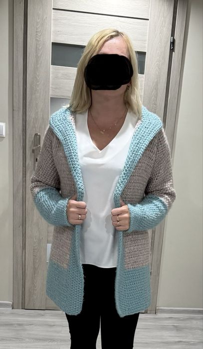 Kardigan sweter handmade rozm M