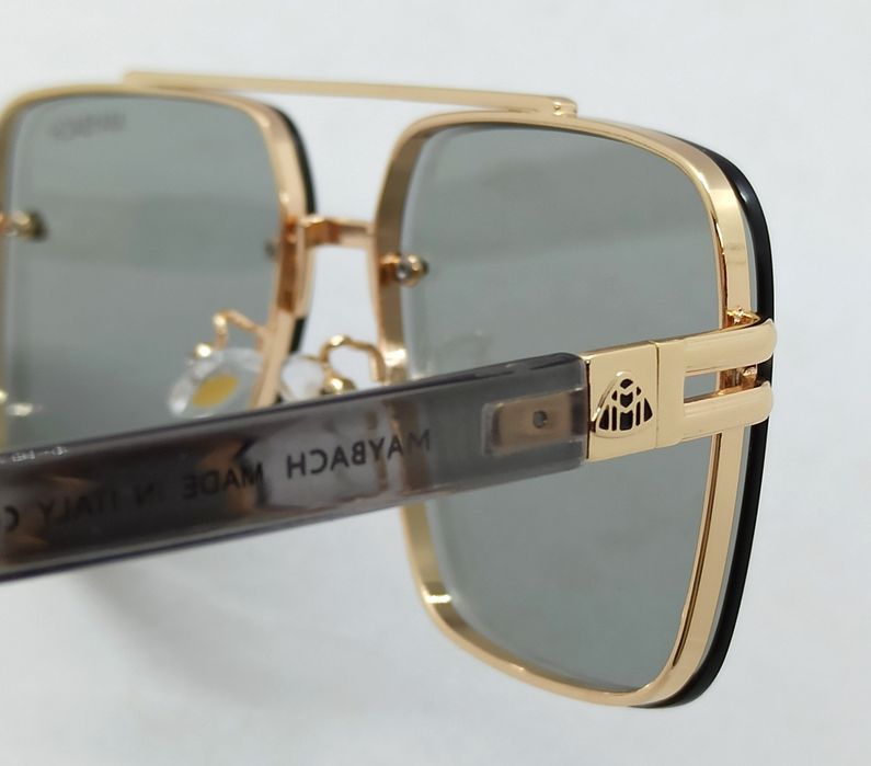 Maybach очки брендовые мужские серые в золотом металле с зерк напылен