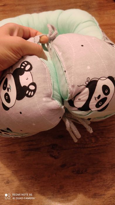 Kokon niemowlęcy szaro-miętowy w pandy