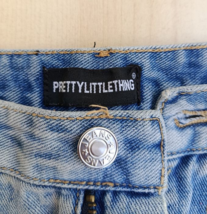 PrettyLittleThing Jeans Azuis com Abertura | PrettyLittleThing Blue Split Hem Jeans EU 36