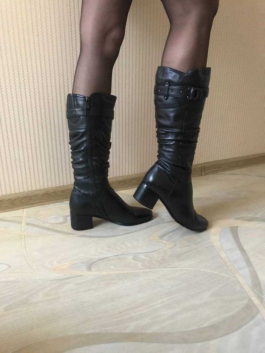 Сапоги женские, зимние, кожаные б/у