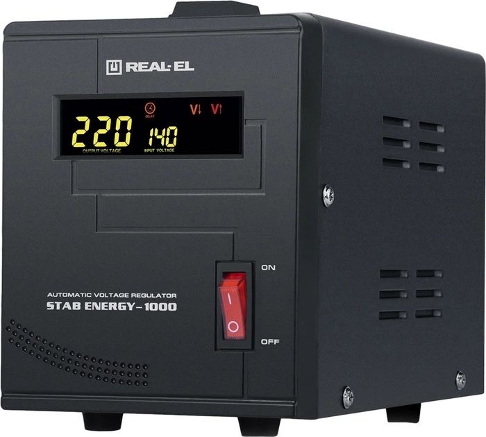 Стабілізатор напруги Real-El Stab Energy-1000, Black Новий Акція