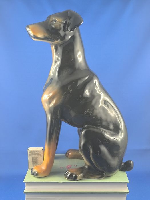 Doberman 39cm Jikohera Czechosłowacja #pies #porcelana #ceramika
