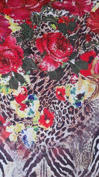 Nowa SUKIENKA tunika S/M róże panterka kryształki pachy Od 42 cmx2