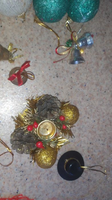 Новогодние ёлочные игрушки санта клаус колокольчик барабан подсвечник