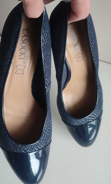 Lasocki granatowe czółenka 37 dł wkładki 23,5
