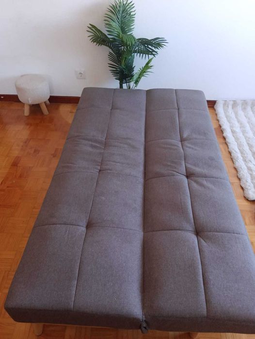 Sofá Cama Cinza  funcional