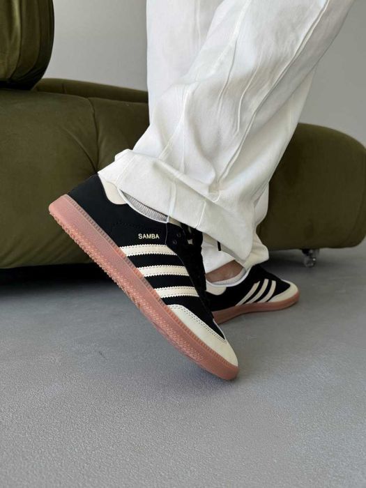 Кросівки Adidas Samba OG Beige/Black Suede premium