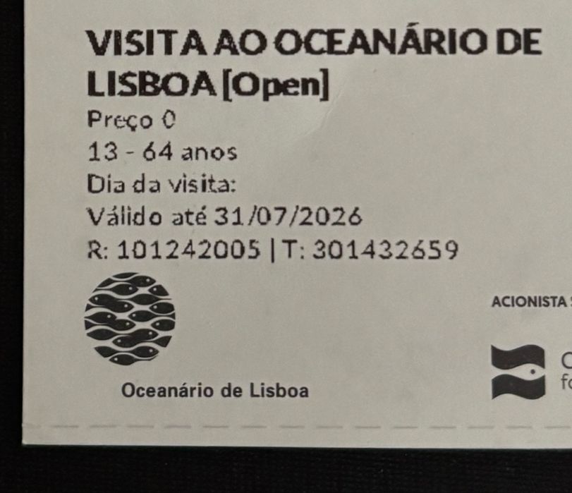 Bilhete para o Oceanario de Lisboa