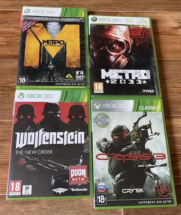 Xbox 360: Metro, Crysis, Hitman, Wolfenstein, Armored Core, Halo, MGS