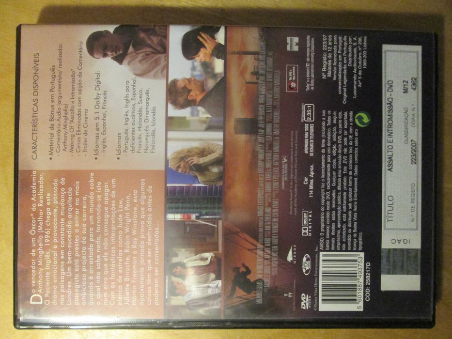 DVD Assalto e Intromissão, Julie. Binoche, Jude Law, Robin Wright Penn
