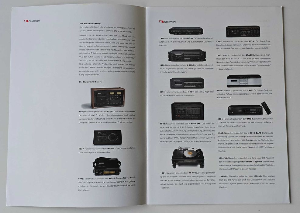 Katalog audio prospekt ze sprzętem firmy Nakamichi 1993/1994