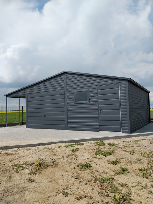 Garaż blaszany blaszak nowoczesny wygląd konstrukcja profil zamknięty