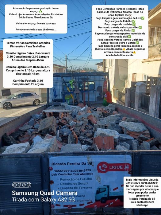 Demolição e Cargas de entulho madeira Pladur etc